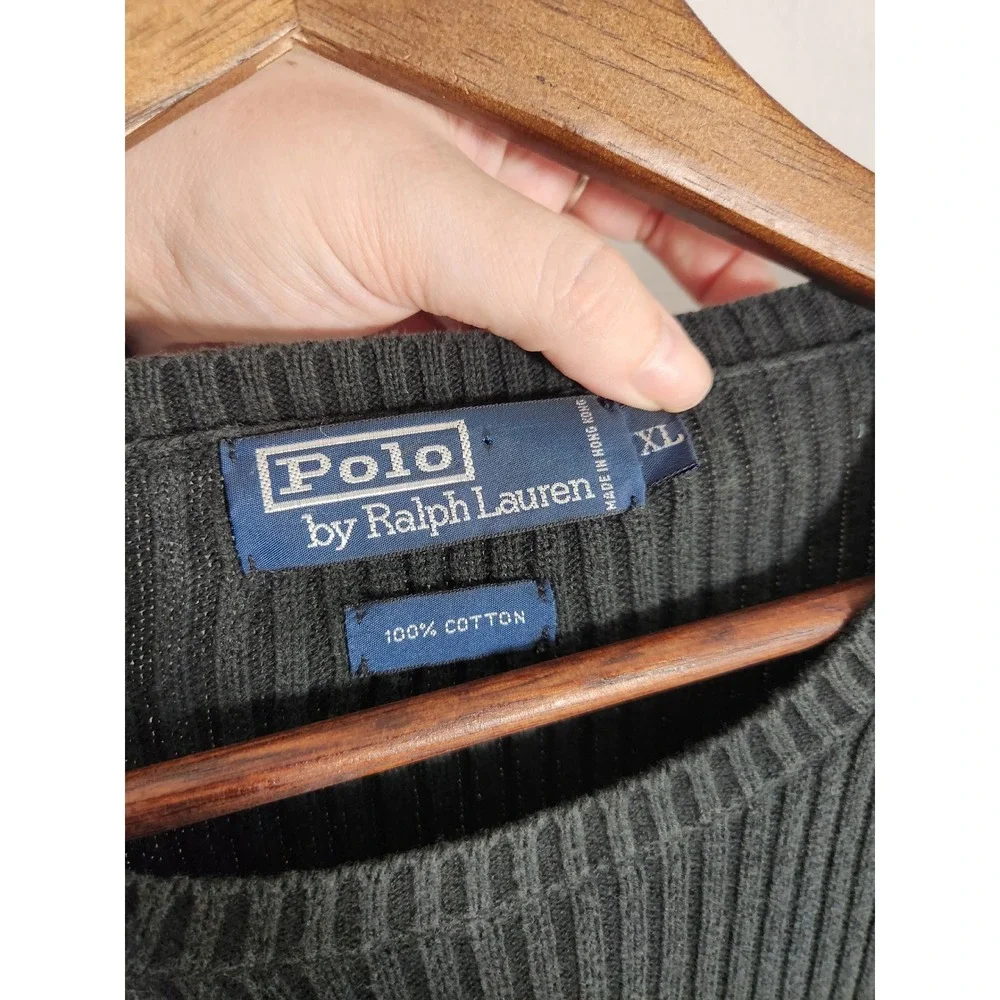 Polo Ralph Lauren Mens Black 100% Cotton Crewneck Sweater Size‎ XL